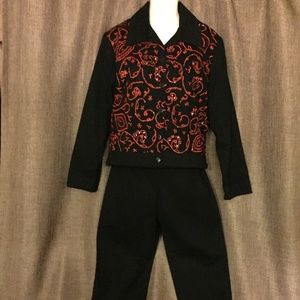 NWT Surya Vintage Black Twill Jacket/Pant Set Sz S